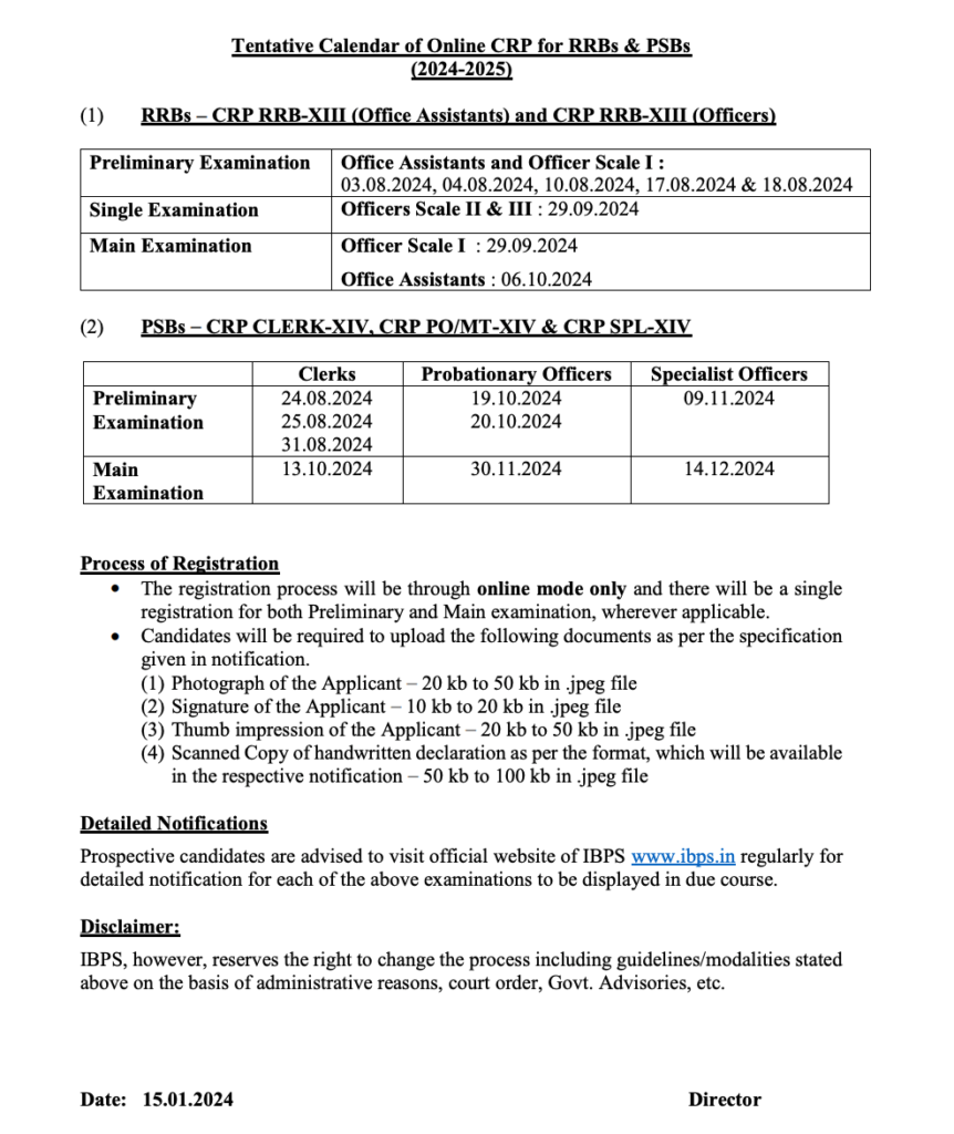 IBPS Calendar 2024